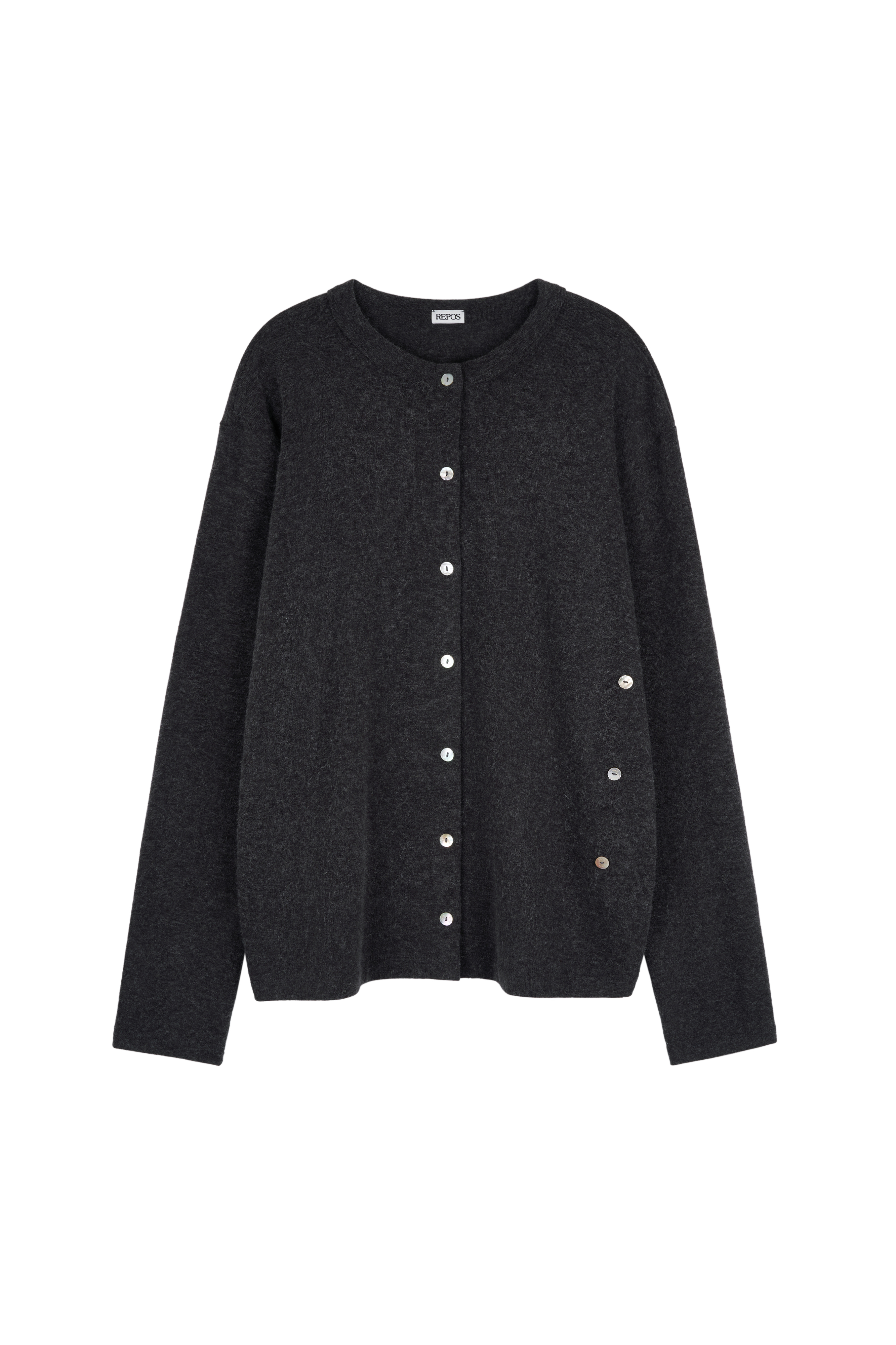 HOLIDAY BUTTON CARDIGAN (CHARCOAL)